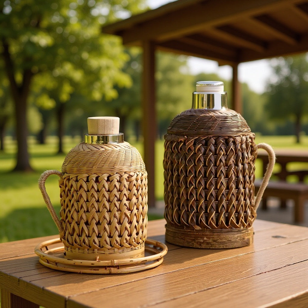 Handmade Bamboo Hot Pot Vintage Vintage Thermos Household Bamboo Hot Pot Glass Inner Pot Boiler Shell