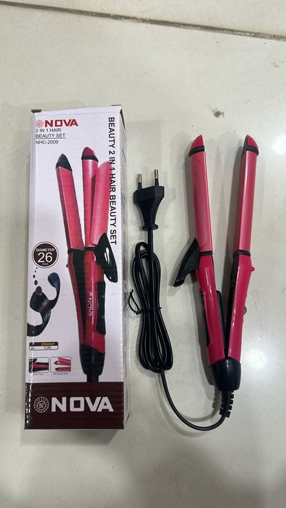 2 in 1 Hair Straightener & Curler – Ceramic Fast Heating Styling Tool