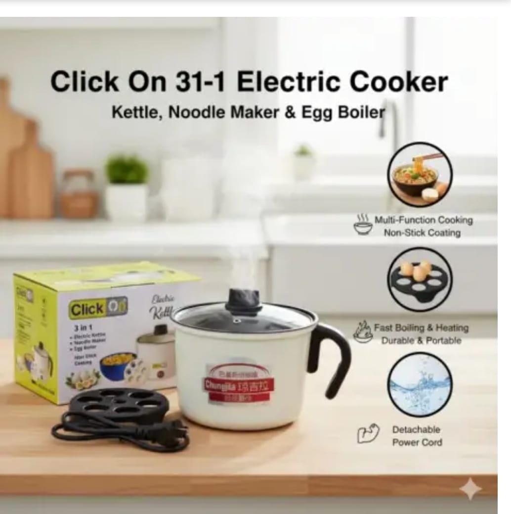 3-in-1 Electric Cooker – Kettle, Noodle Maker & Egg Boiler