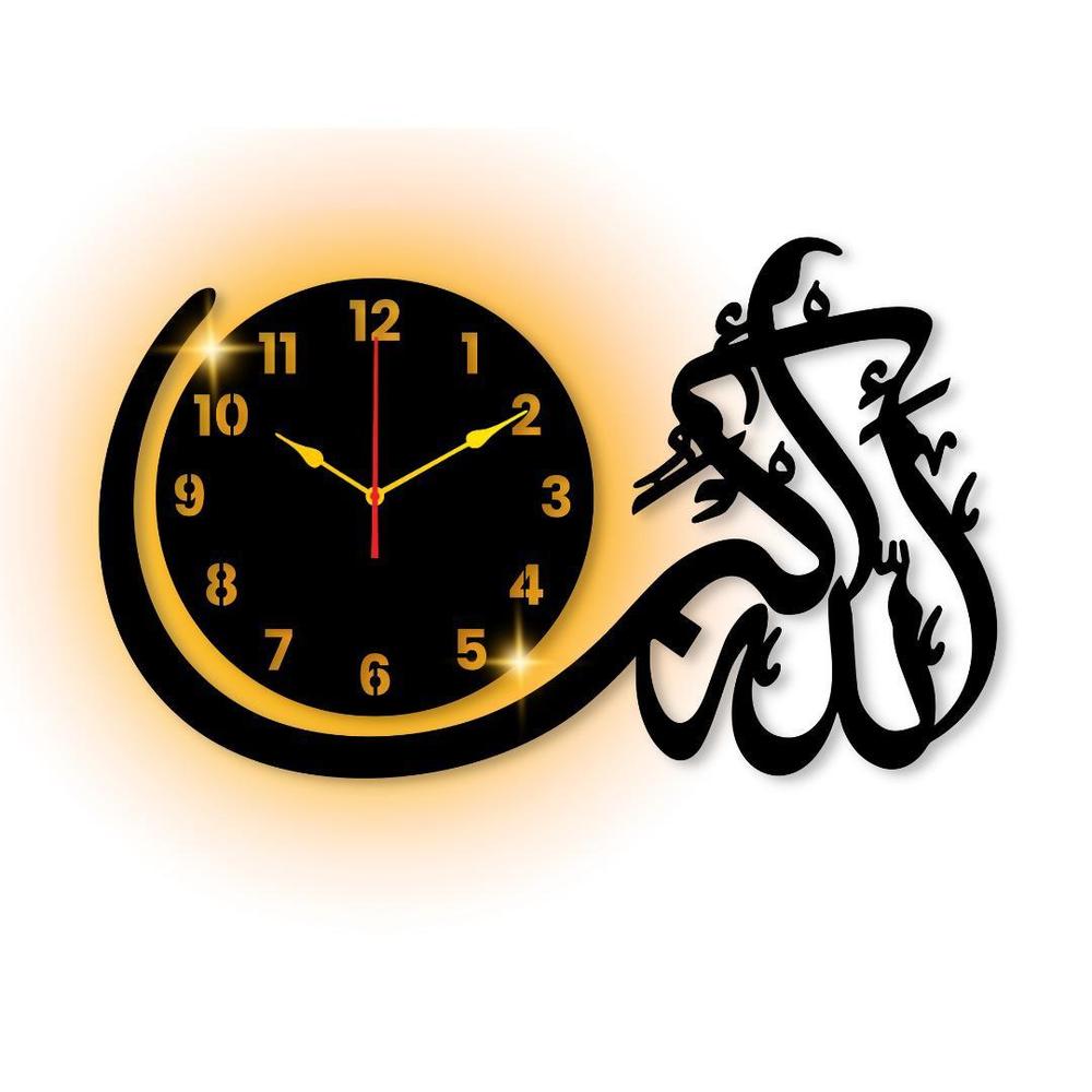 The Wooden Islamic 3D Calligraphy Wall Clock is a beautifully designed wall piece that combines spirituality, elegance, and modern craftsmanship.