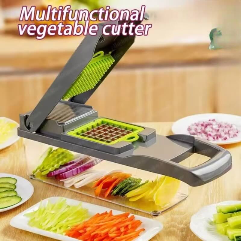 18 Pcs Vegetable Chopper – Multi-Function Manual Slicer, Dicer & Grater