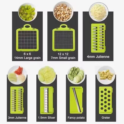 18 Pcs Vegetable Chopper – Multi-Function Manual Slicer, Dicer & Grater