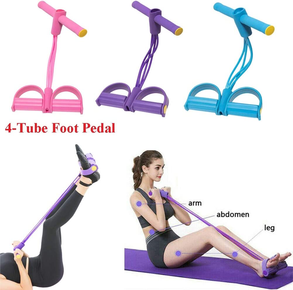 Foot Pedal Resistance Band Elastic Sit-Up Pull Rope Yoga Fitness Gym - Elastic Pull Ropes Tummy Trimmer.