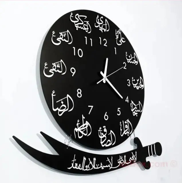🕋 Wooden Islamic 3D Calligraphy Wall Clock – Premium Home Decor
