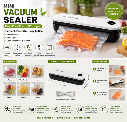 Mini Vacuum Sealer Machine – Food Packing & Freshness Saver