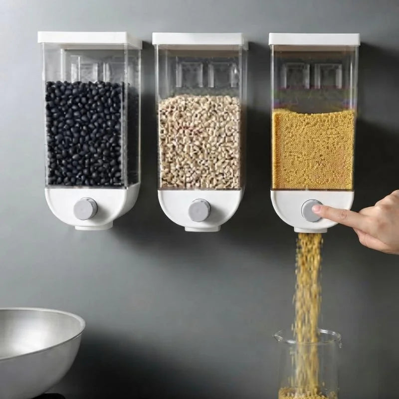 Wall Mounted Cereal Dispenser 1.5L | One-Touch Grain Storage