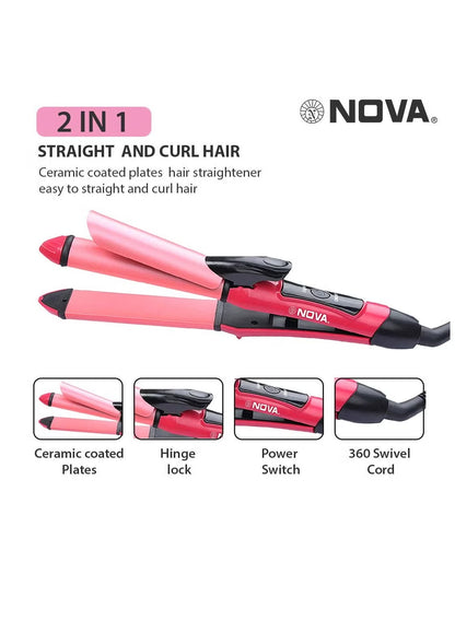 2 in 1 Hair Straightener & Curler – Ceramic Fast Heating Styling Tool