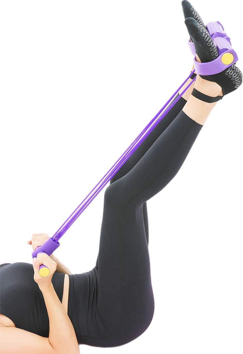 Foot Pedal Resistance Band Elastic Sit-Up Pull Rope Yoga Fitness Gym - Elastic Pull Ropes Tummy Trimmer.