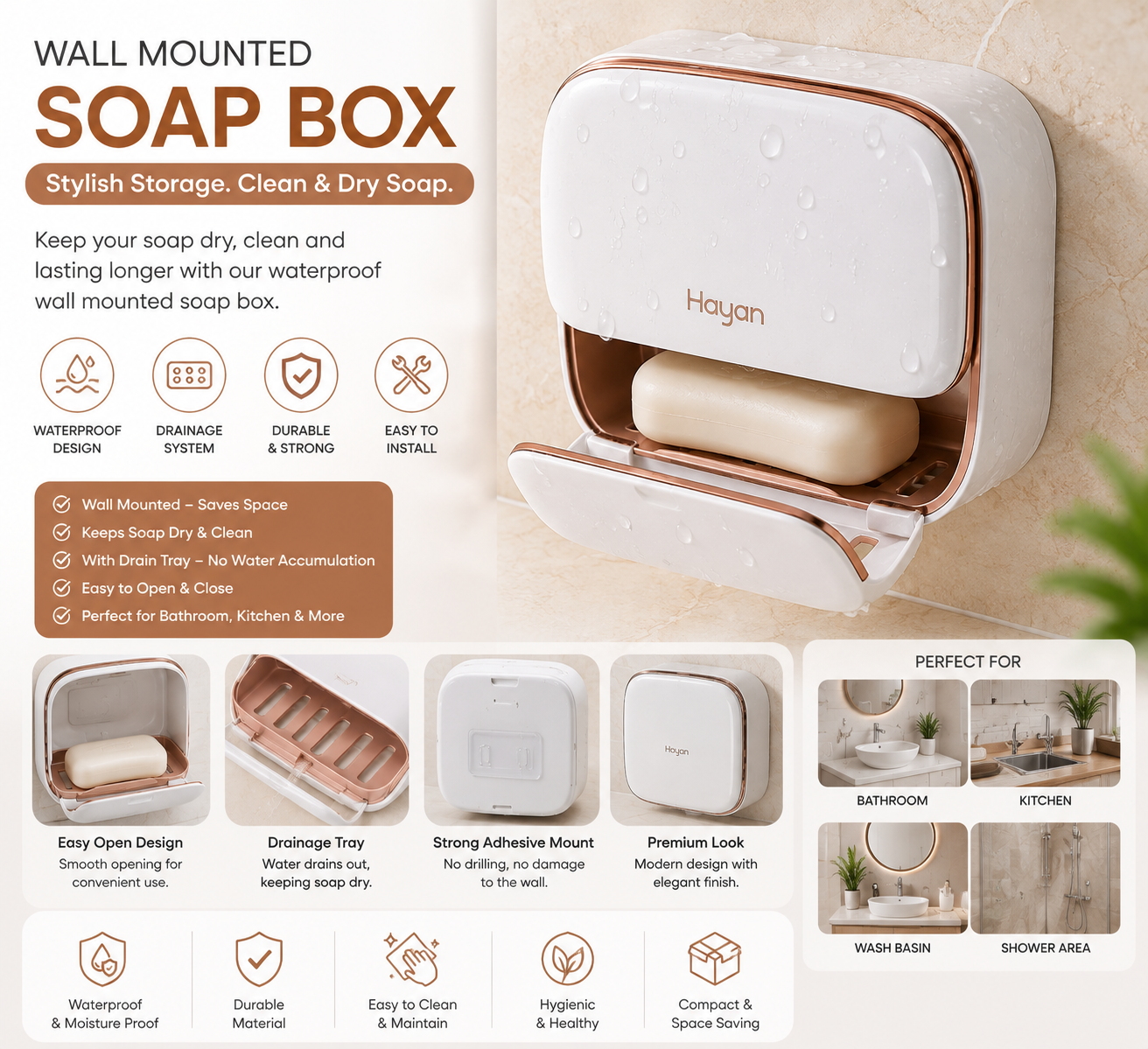 Wall Mounted Soap Box – Waterproof Soap Holder
