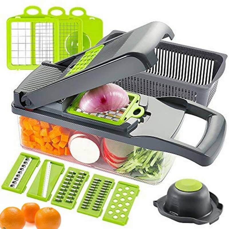 18 Pcs Vegetable Chopper – Multi-Function Manual Slicer, Dicer & Grater