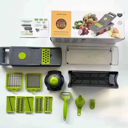 18 Pcs Vegetable Chopper – Multi-Function Manual Slicer, Dicer & Grater